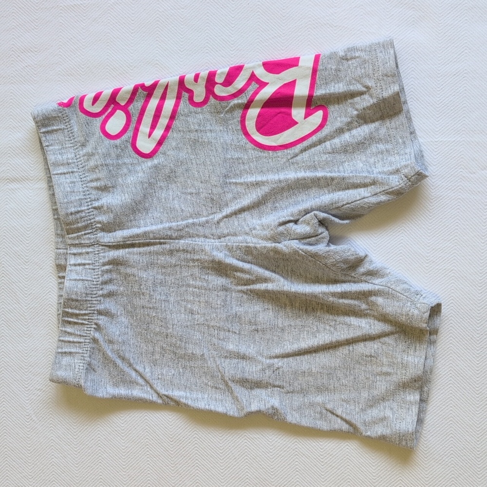 mattel barbie logo graphic gray heather biker shorts girls size XXS 4/5